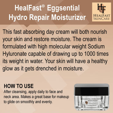HealFast Eggsential Hydro-Repair 1.7 Oz – Anti Aging Skin Moisturizer to Smooth Skin and Reduce Wrinkles – Suitable for All Skin Types for Both Men and Women – Fragnance & Paraben Free