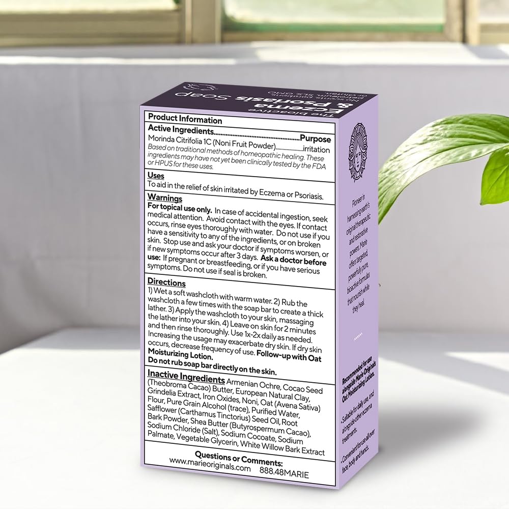 Marie Originals Eczema Face Soap Body Wash Bar – All Natural Psoriasis, Dermatitis Treatment for Dry Itchy Flaky Skin Relief – Gentle Detoxifying, Healing, Anti-Itch, Cleansing Skincare (Pack of 1)