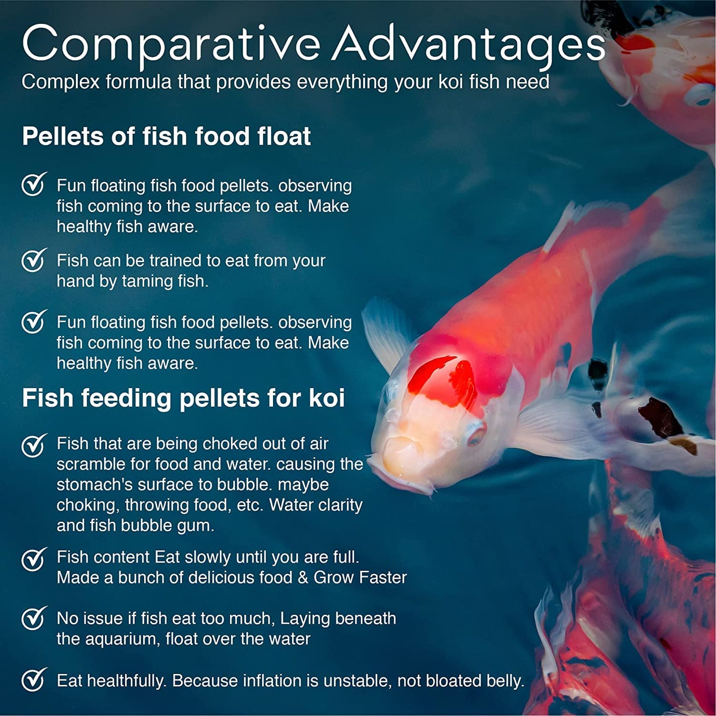 BIG Kahuna Koi Fish Food – Made in The USA - Koi Food Floating Pellets – 3/16" - 1/4" Pellet Size – 32% Protein Fish Food – Rich in Nutrients