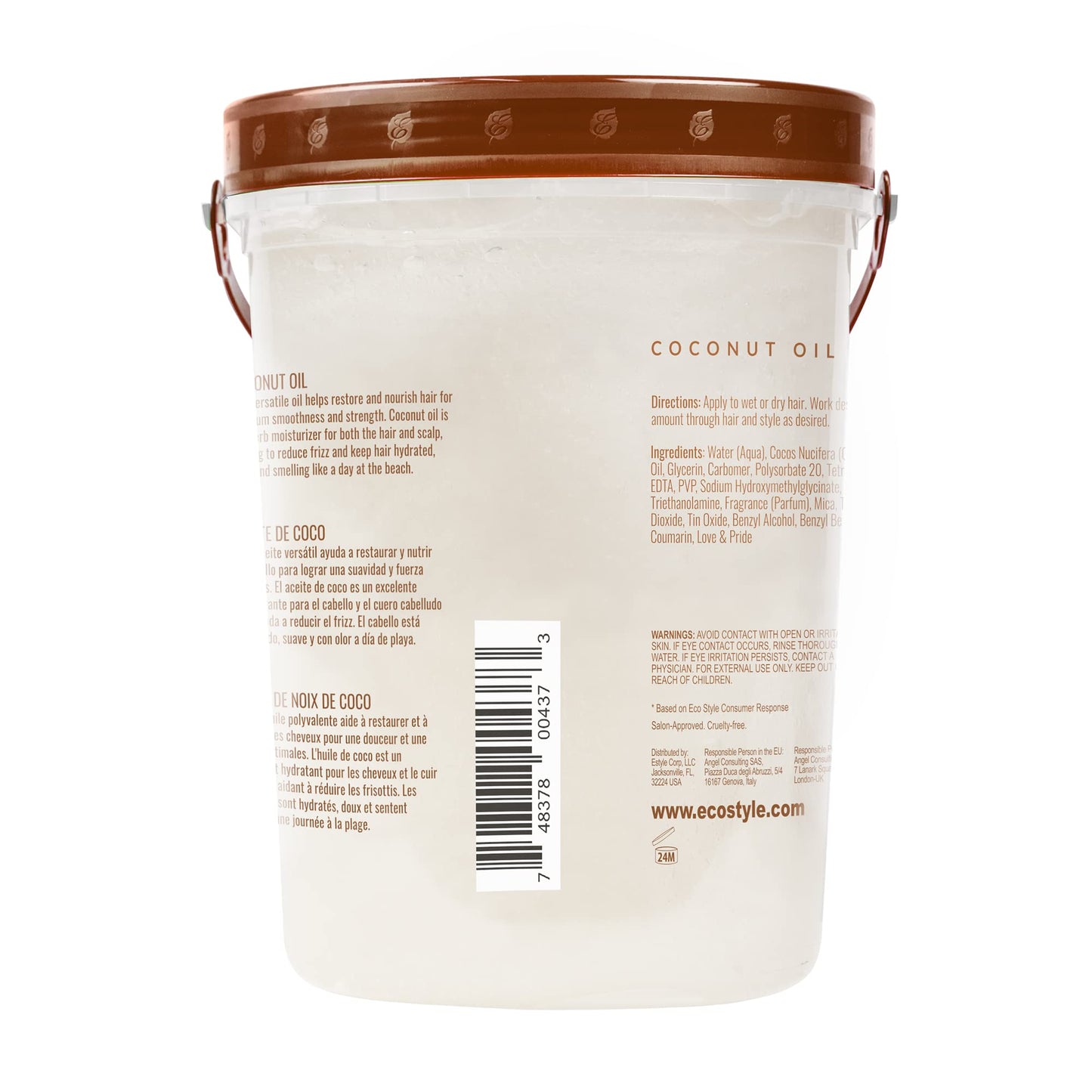 Eco Style Coconut Oil Styling Gel - Adds Luster and Moisturizes Hair - Weightless Styling and Superior Hold - Prevents Breakage and Split Ends - Promotes Scalp Health - Ideal for all Hair - 80 oz