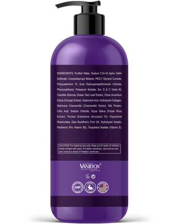 VANIDOX Brass Toning Purple Shampoo for Grey and Silver Hair, Infused with Purple Pigment, Sulfate Free Shampoo for Gray and Silver Hair (16 fl oz)