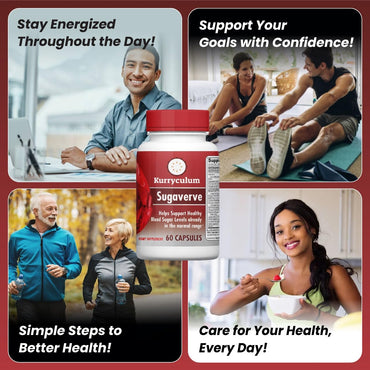 Kurryculum Sugaverve Supplement–Supports Healthy Levels Already Within Normal Range – Includes Bitter Melon Extract, Vanadium, Chromium, Cinnamon, & Alpha Lipoic Acid-60 Capsules