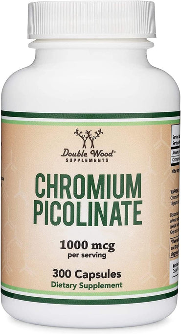 Chromium Picolinate 1000mcg for Healthy Weight Management (High Absorption and Bioavailability) (300 Vegan Safe Capsules, Non-GMO, Gluten Free) by Double Wood Supplements