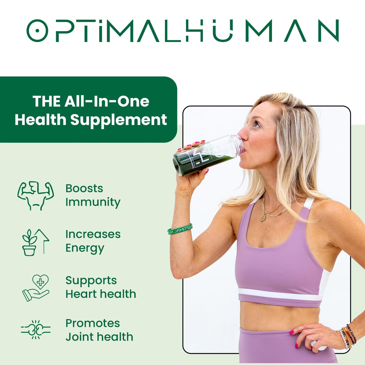 Optimal Human Superfood Greens Powder | 90+ Premium Non-GMO Ingredients | Organic Spirulina, Chlorella, Ashwagandha, Lion's Mane, 10+ Billion Probiotic & Digestive Enzymes | Energy, Longevity