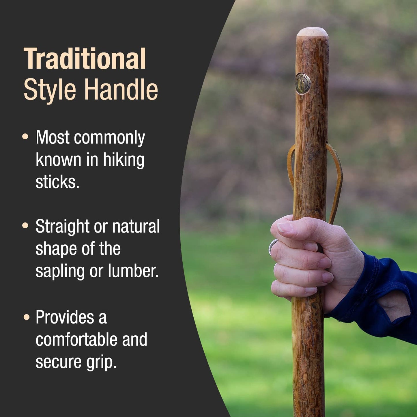 Brazos 48" Handcrafted American Hardwood Walking Stick for Men and Women, Made in The USA