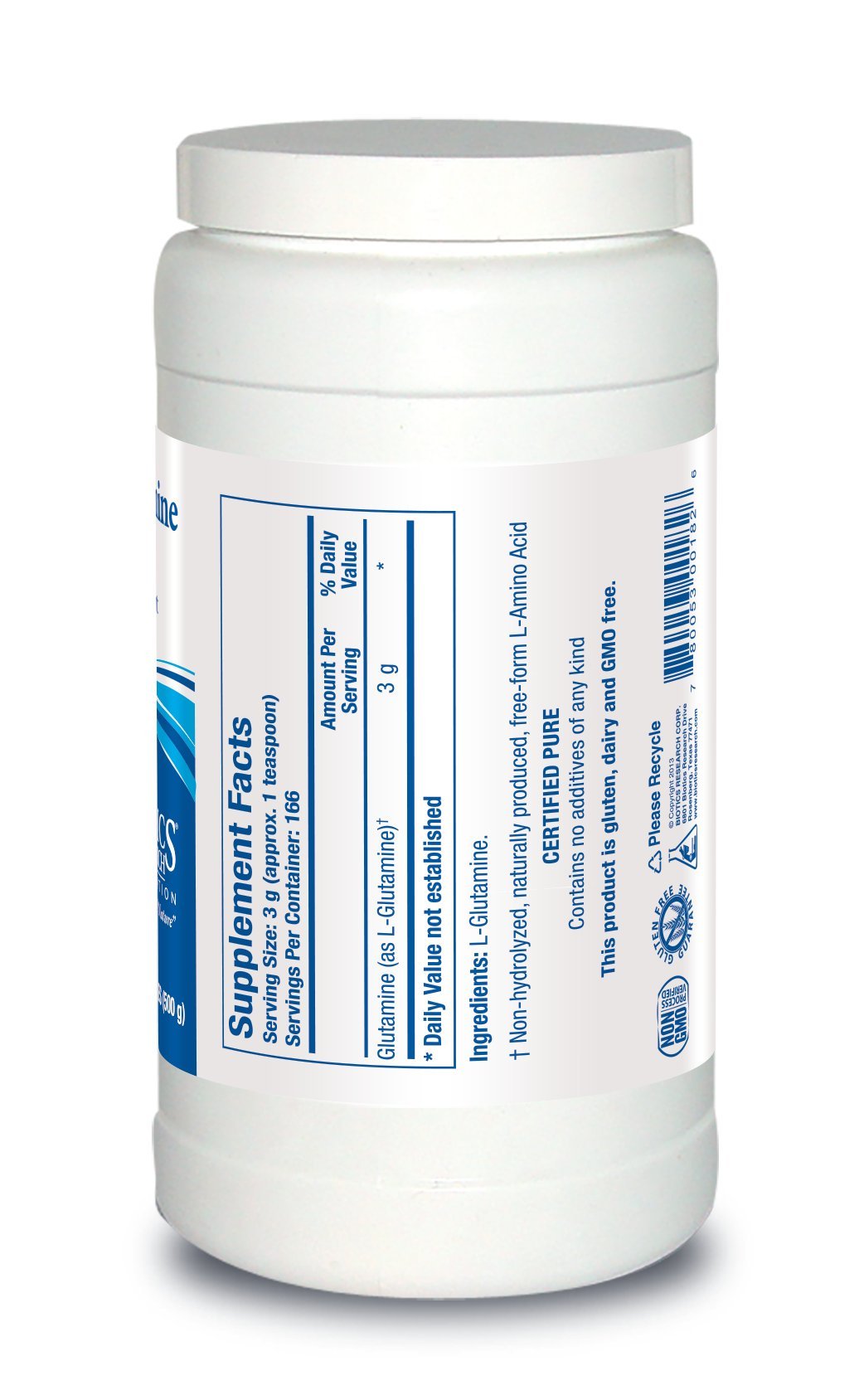 Biotics Research L Glutamine Powder Powdered Formula, 3g/Serving, Gastrointestinal Health, Gut Lining Support, Optimal Muscle Support, Lean Muscle, Antioxidant Activity, 17.9 Ounces 166 Servings