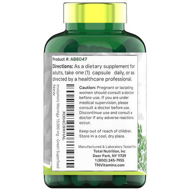 tnvitamins Moringa Capsules 10,000 mg - 120 Capsules | Pure Moringa Oleifera Leaf Powder Supplement | Powerful Green Superfood | Super Greens Powder Pills | Non-GMO, Made in The USA!