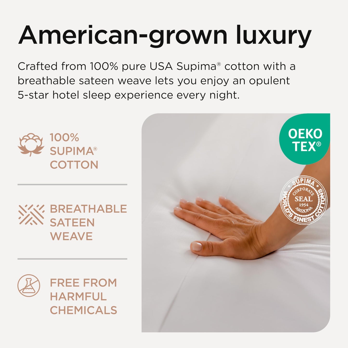 Threadmill 100% American Supima Cotton Sheets, Sheet Set 1000 Thread Count Luxury 4 PC Luxury Bedding Set, Hotel Quality Sateen Weave, Hotel Sheets with Elasticized Deep Pocket