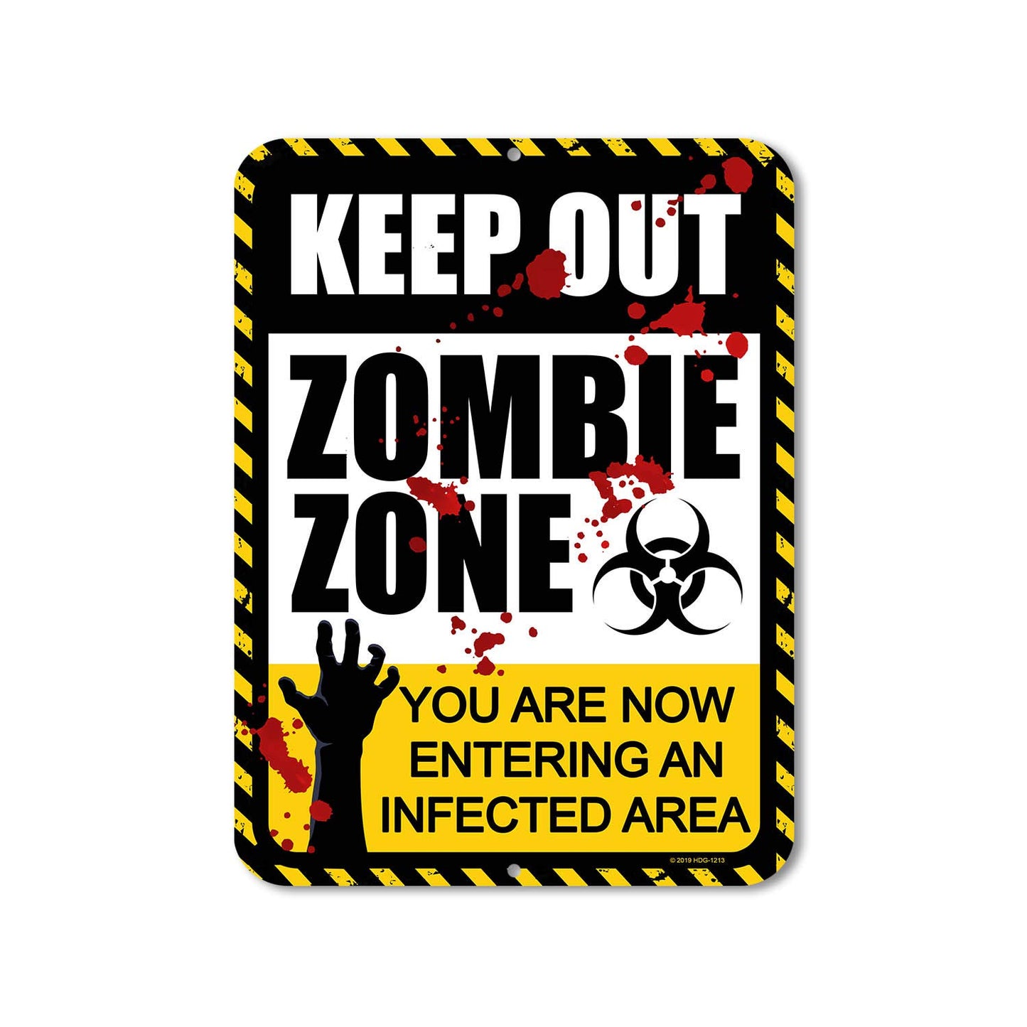 Honey Dew Gifts Funny Signs, Keep Out Zombie Zone, 9 inch by 12 inch Metal Funny Novelty Signs, Made in USA, Halloween Sign