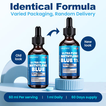 Methylene Blue Drops 1% USP, Pharmaceutical Grade Supplement for Brain & Cellular Health, No Formaldehyde, Made in USA, 2 Fl Oz