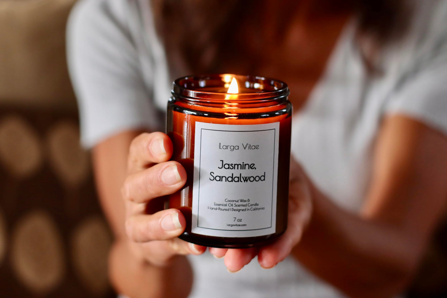 All-Natural Jasmine, Sandalwood Aromatherapy Essential Oil Candle, Safe for People and Pets, Made with Pure Sustainable Organic Vegan Coconut Wax, Allergy Friendly, Non Toxic, Zero Waste