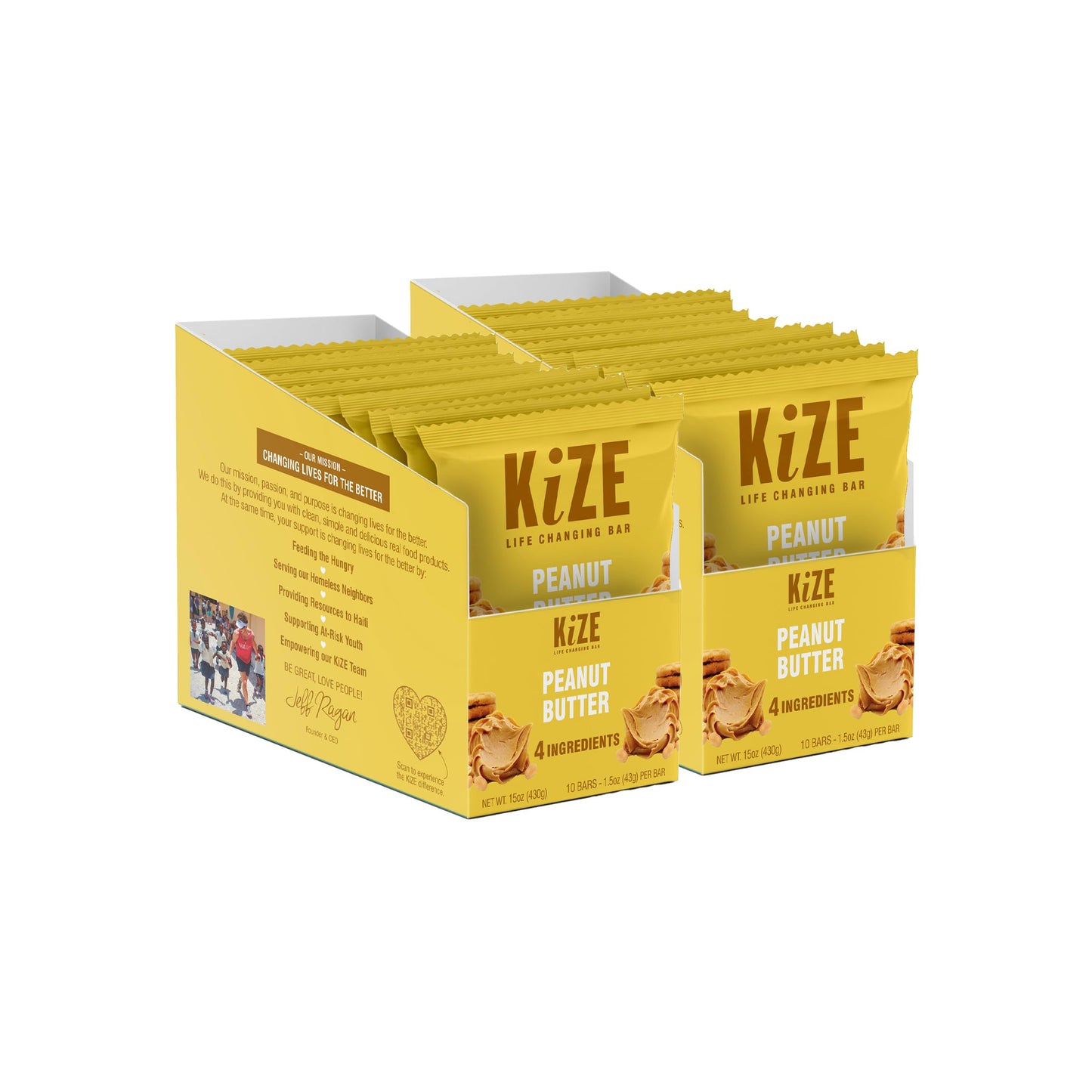 KiZE Energy Bar, 20-Count Pack, 4 Ingredients, 10g Grass-Fed Whey Protein, Clean & Simple Real Food, Gluten Free, Non-GMO, Soy Free, Mission Based, Made in The USA, High Protein Snacks