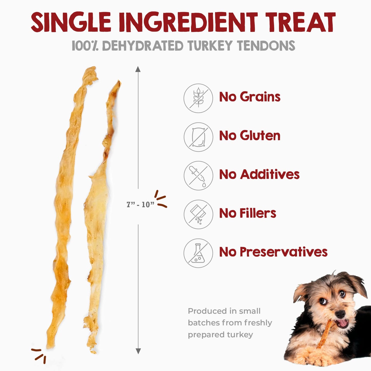 Riley's Turkey Tendons for Dogs Made in The USA & Sourced in The USA - Single Ingredient Dog Treats - All Natural Turkey Tendon Chews for Dogs - 4 oz