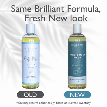 SoCal Suds & Company - 12oz Organic Soap Liquid, Gentle Hand & Body Wash, Organic Body Wash for Men and Women, Made w/Organic Oils & Coconut Oil, Bath Essentials for All Skin Types - Fragrance-Free