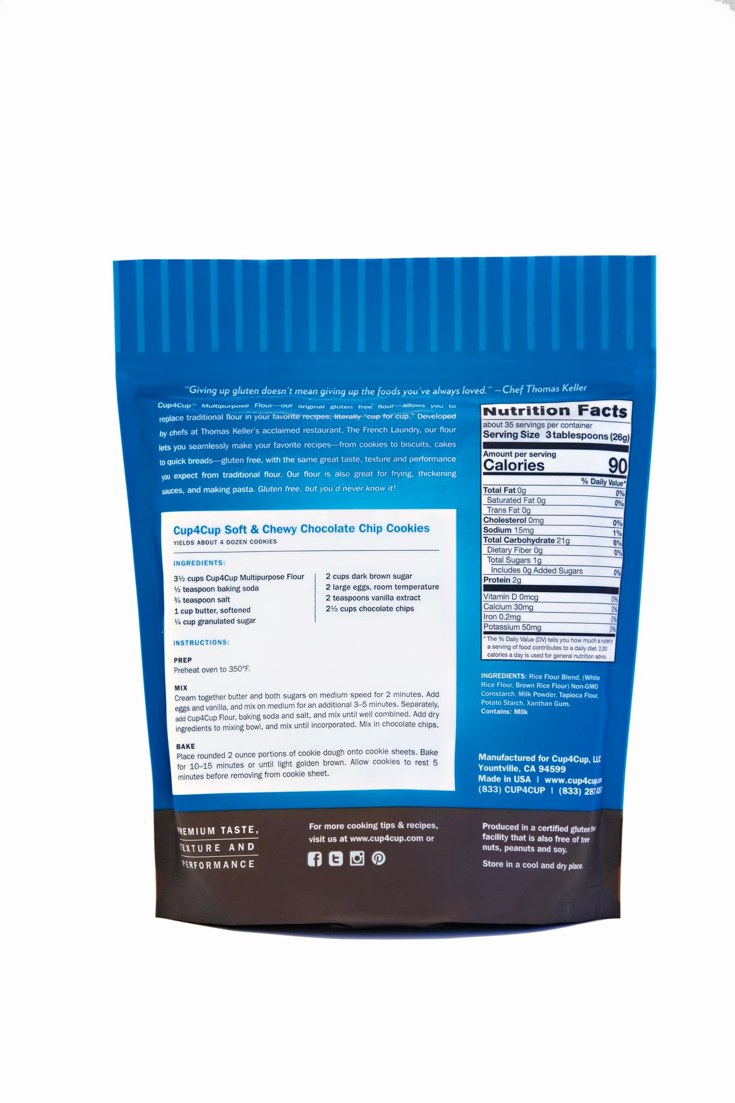 Cup4Cup Multipurpose Flour, 2 Pounds, Certified Gluten Free Flour, 1:1 All Purpose Flour Substitution, Non-GMO, Kosher, Made in the USA