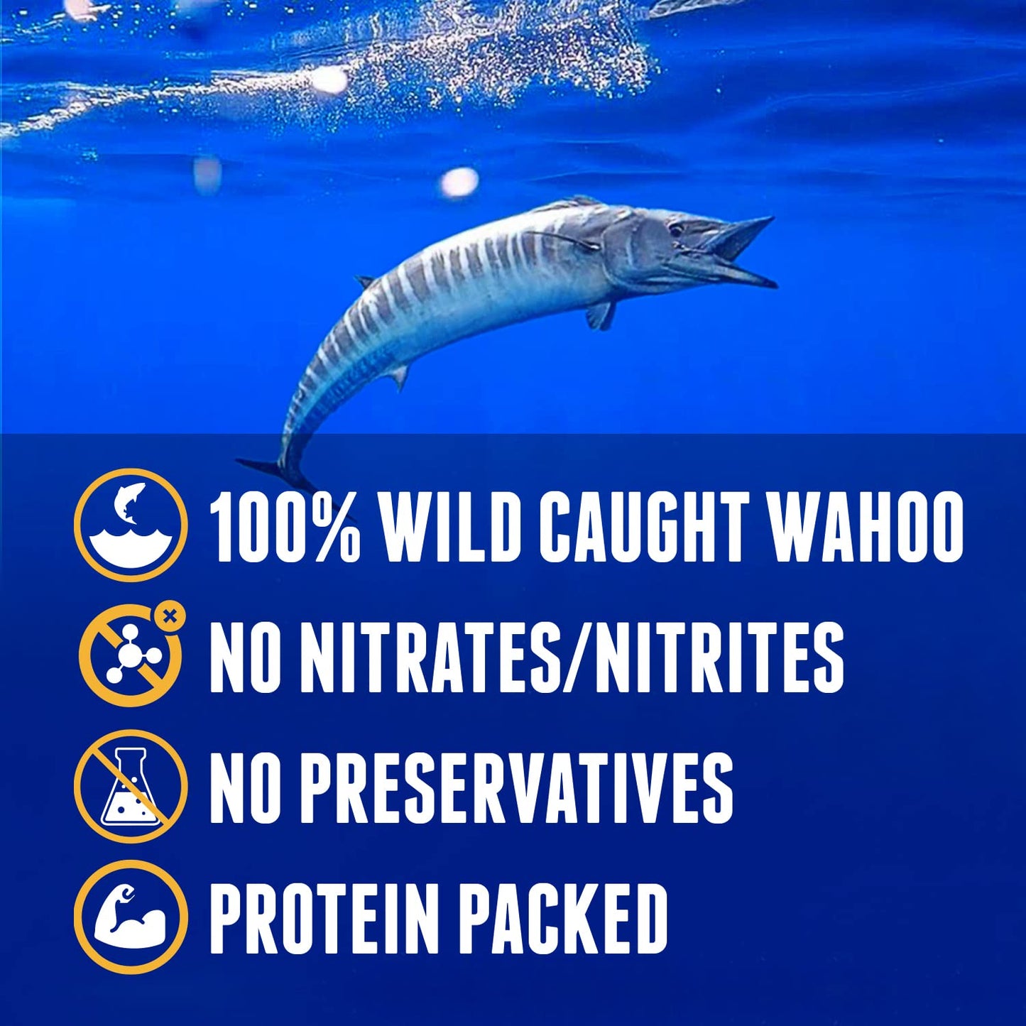Island Citrus Wahoo Ono Fish Jerky - Zesty Umami Flavor - Artisan Crafted - Gourmet Dried Fish Strips Rich in Omega-3 & Protein - Low-Calorie Seafood Snack with Low Sodium & Sugar - 2 Ounce (3 Pack)