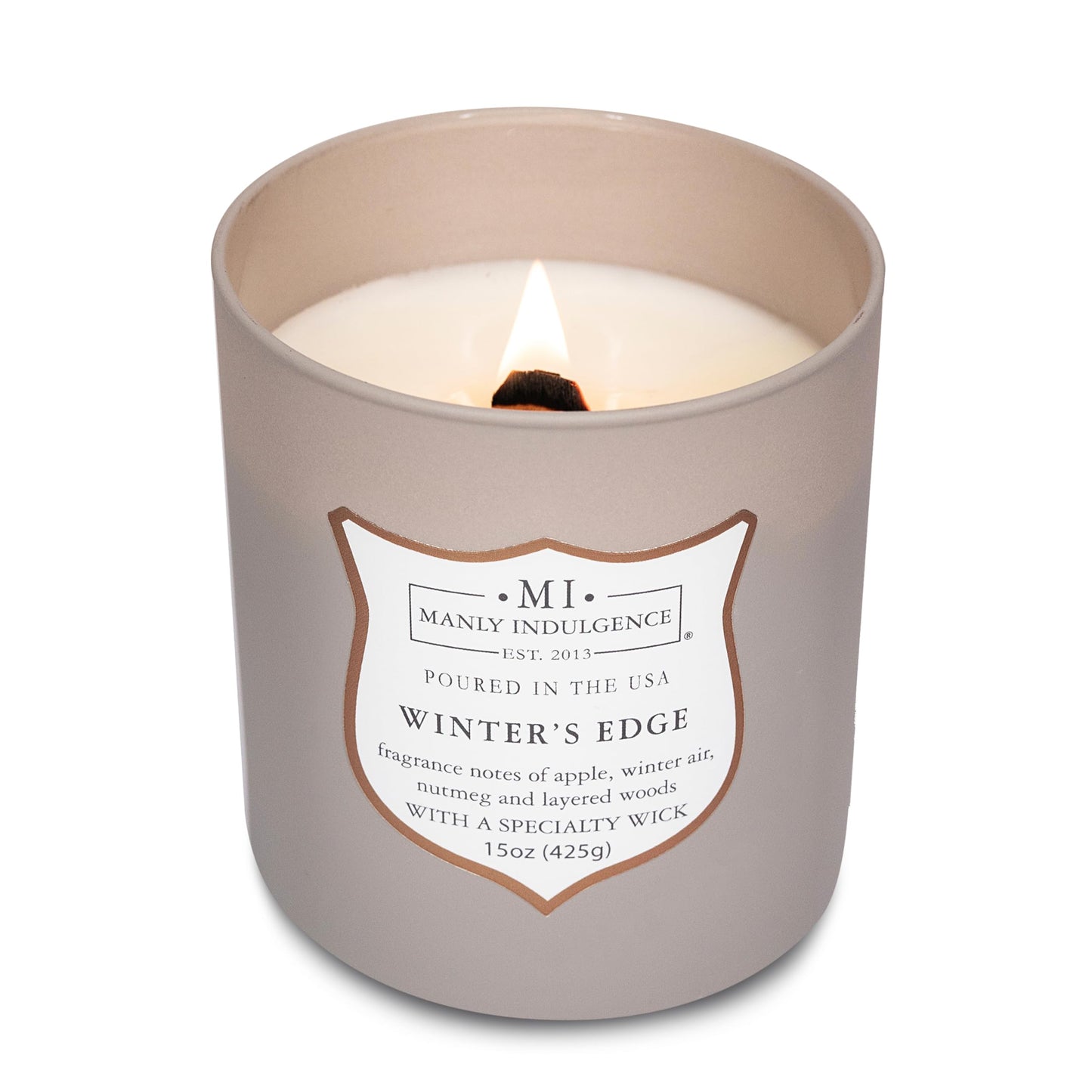 Manly Indulgence Winters Edge Scented Candles for Men, 15 oz Wooden Wick, Fathers Day Candle, 60H Burn, Candles for Home Scented - Made in The USA