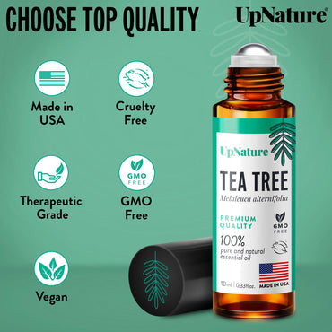 UpNature Tea Tree Essential Oil Roll On - 100% Natural Tea Tree Oil for Skin