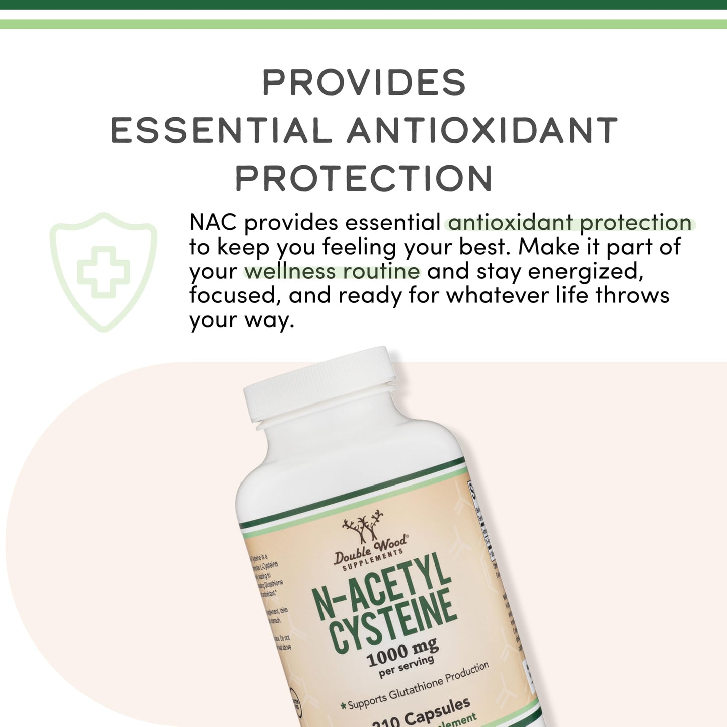 NAC Supplement N-Acetyl Cysteine (1,000mg Per Serving 500mg Per Cap, 210 Capsules) (Third Party Tested) with Odor Masking Technology to Boost Glutathione Levels by Double Wood