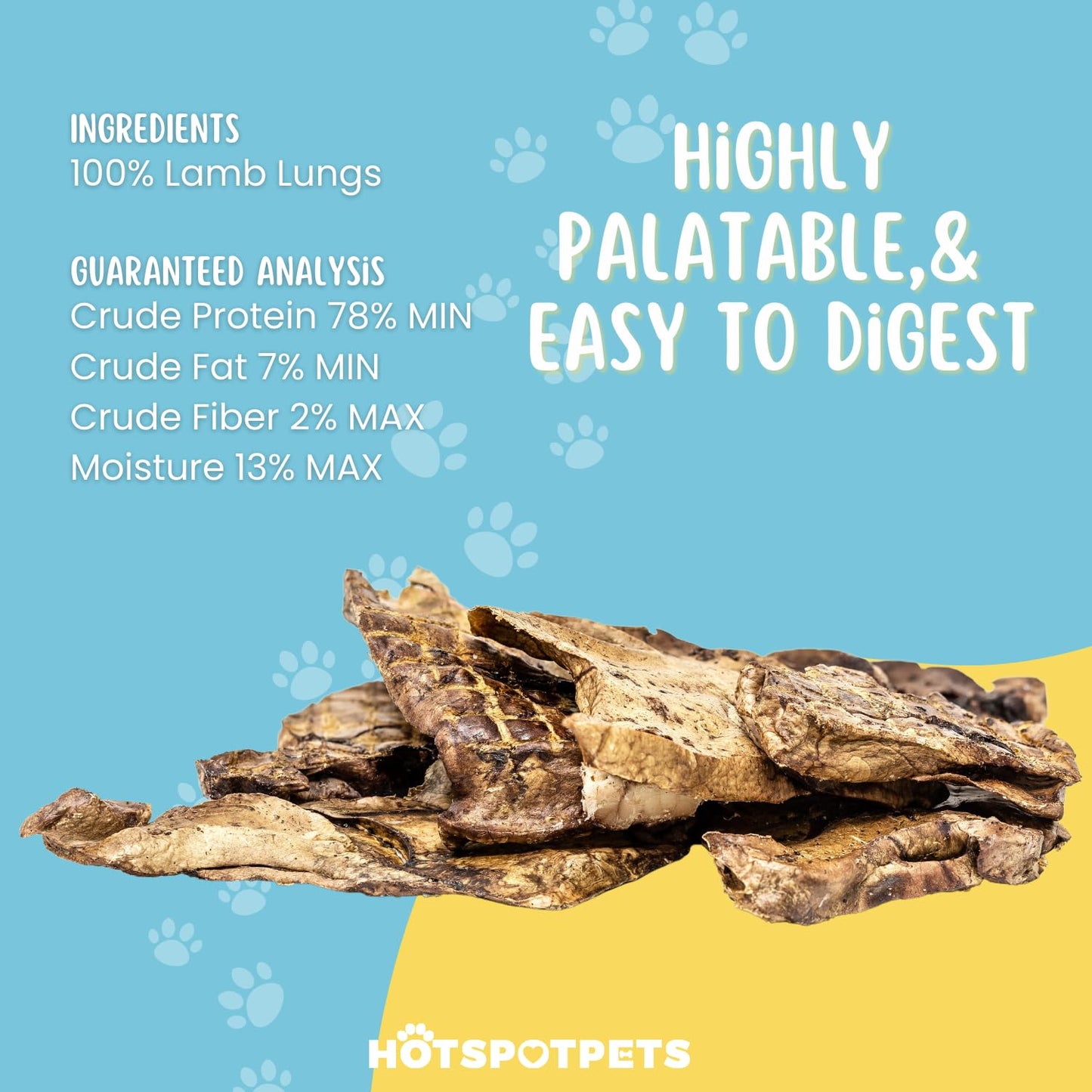 Hotspot Pets Premium Raw Single Ingredient Lamb Lung Dog Treats - 1lb Big Bag All-Natural, Made in USA - High Protein, Low Fat -Dehydrated for Freshness - A Rawhide Alternative for All Dogs