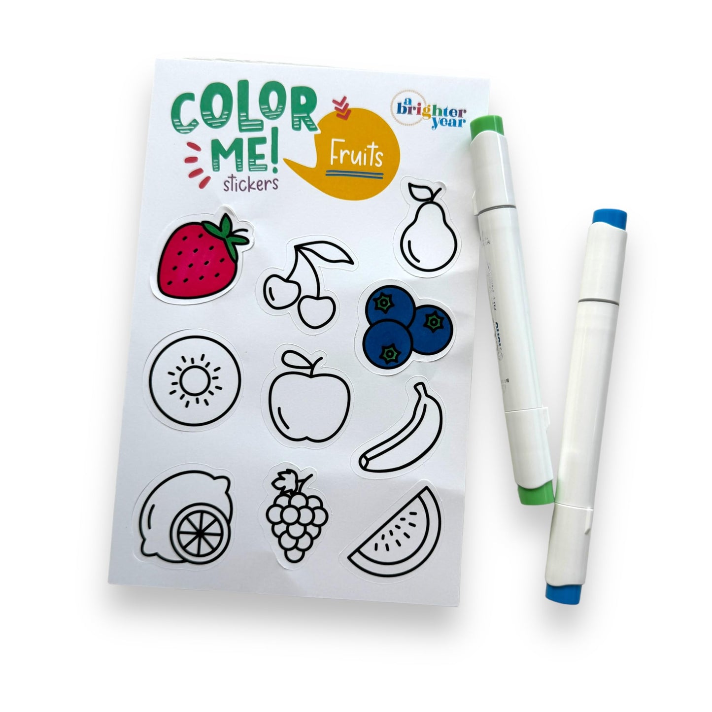 A Brighter Year Color-Your-Own Sticker Bundle, Fun Eats Edition - 4-Pack of 8.5” x 5.5” Sheets of 10 Stickers Each – Each Sticker is 1.5-2” x 2-3” - Notebooks, Planner, Gift Wrap