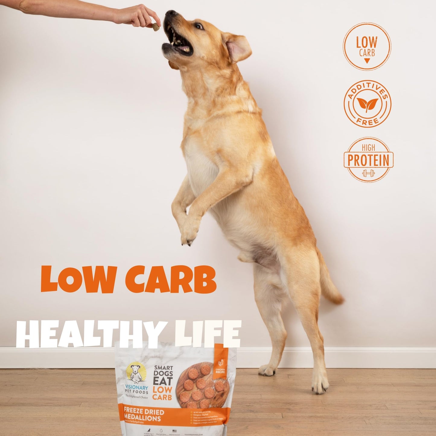 Visionary Pet Foods Chicken Freeze Dried Dog Food, Healthy Training Treats for Puppy or Large Dogs, High Protein, Low Carb, Grain Free, Weight Control, Single Ingredient No Additives, Value Size 25oz
