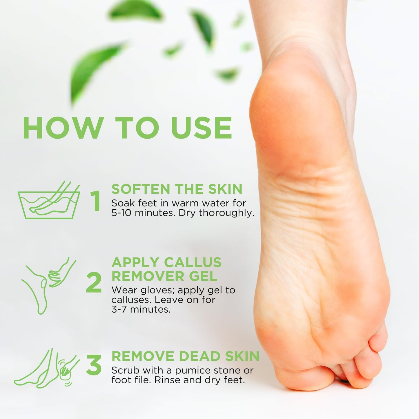 Professional Foot Callus Remover Gel Set - Calloused Feet Remover with Pumice Stone - 8oz Made in USA