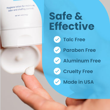 SweatBlock Super Fresh Body Powder Lotion Talc Free, Anti-Chafing, Deodorizing, Natural Ingredients - No Mess Body Powder Lotion for Men and Women - 4 fl oz.