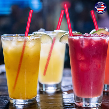 Glotoch Express 1000 PCS Individually Wrapped Red Plastic Straws, 10.25'' Long, 0.24'' Diameter Disposable Drinking Straws for Every Occasion, Party, Made in USA