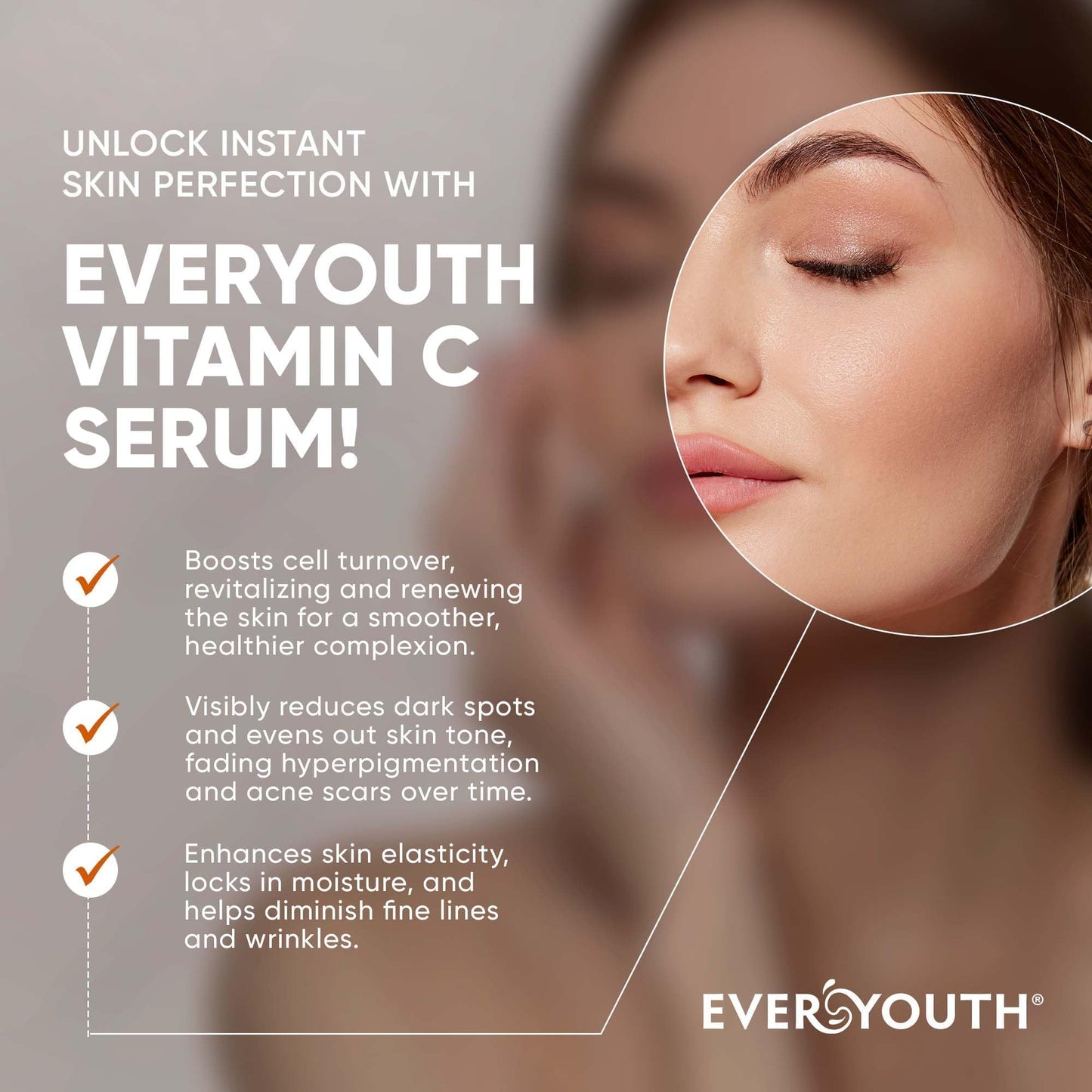 Vitamin C Serum for Face 20% Hyaluronic Acid, Niacinamide, Vitamin E, Collagen Peptides - Skin Brightening Solution for Wrinkles, Dark Spots, Fine Lines - Anti Aging Stem Cell Serum for Face, 1 oz