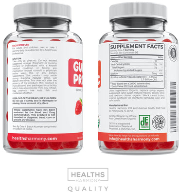 USDA Organic Probiotics for Kids (Non-GMO) Strawberry Flavor Kids Probiotic Gummies for Digestion & Immune Support - 2.5 Billion CFU of DE111 Spore Forming Strain for Maximum Survivability - 30 Gummys