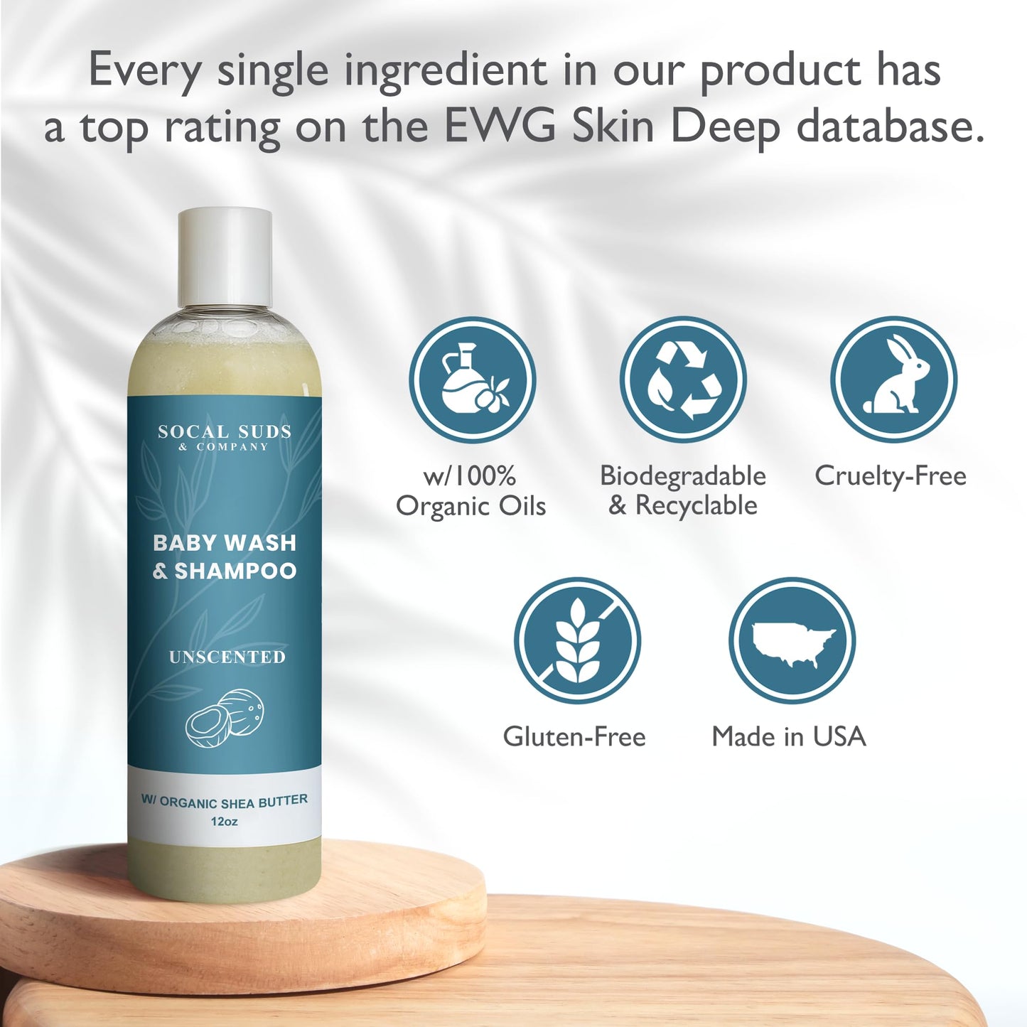 SoCal Suds & Company Baby Body Wash & Shampoo - Shea Moisture for Sensitive Skin - Fragrance Free Hair & Body Soap - Gentle Bath Products for Toddlers & Babies - 1 Pack Fragrance Free 12oz Bottles