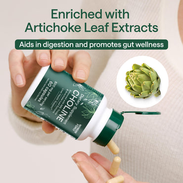 Choline Bitartrate 500MG - Premium Choline Supplements - Liver Support Supplement & Gallbladder Supplements - Colina Suplemento 500 mg Orgánica - Brain Vitamin for Memory and Focus - 60 Choline Caps