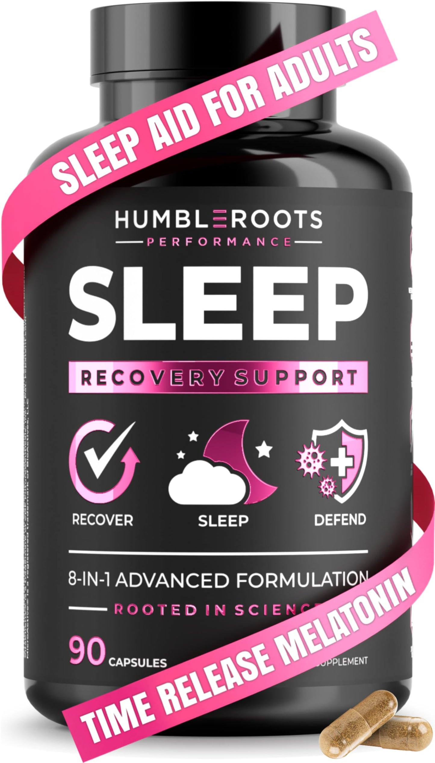 Extra Strength Sleep Aid for Adults with Extended Release MicroActive Melatonin, Ashwagandha, L-Theanine, & 5 Additional All-Natural Ingredients | Advanced Recovery Supplement (90 Capsules)