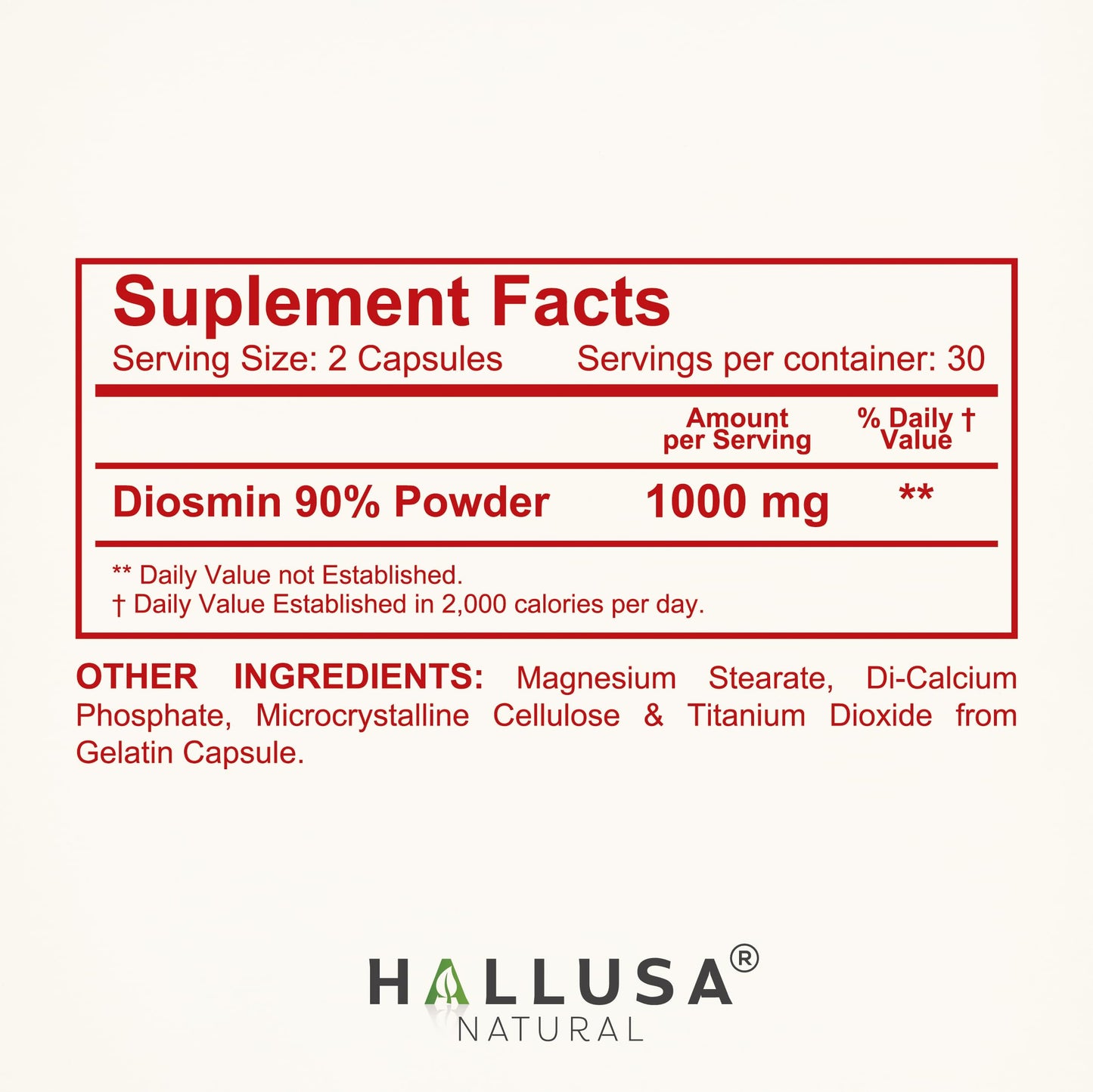 Hallosmine Advance Diosmin 1000mg, Leg Circulation, Heavy Legs, Varicose Veins, Circulatory Supplement, Vein Support & Blood Circulation Supplement - 60 Caps