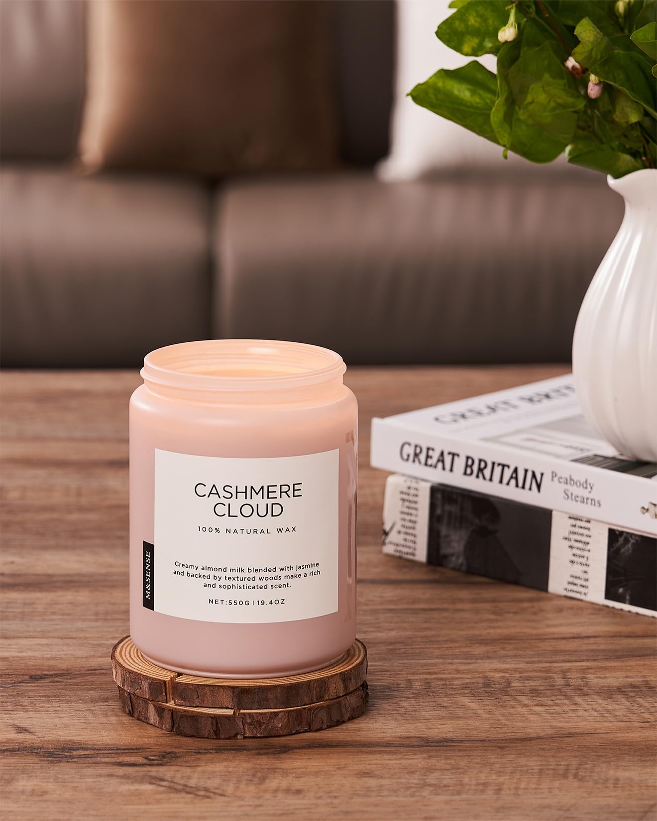 M&SENSE Creamy Almond Milk Scented Candles, 19.4oz 110 Hour Long Lasting 2 Wick Organic Natural Soy Wax in Glass Jar Candle for Bedroom Kitchen Home Decor, Housewarming Gifts for Family Friends