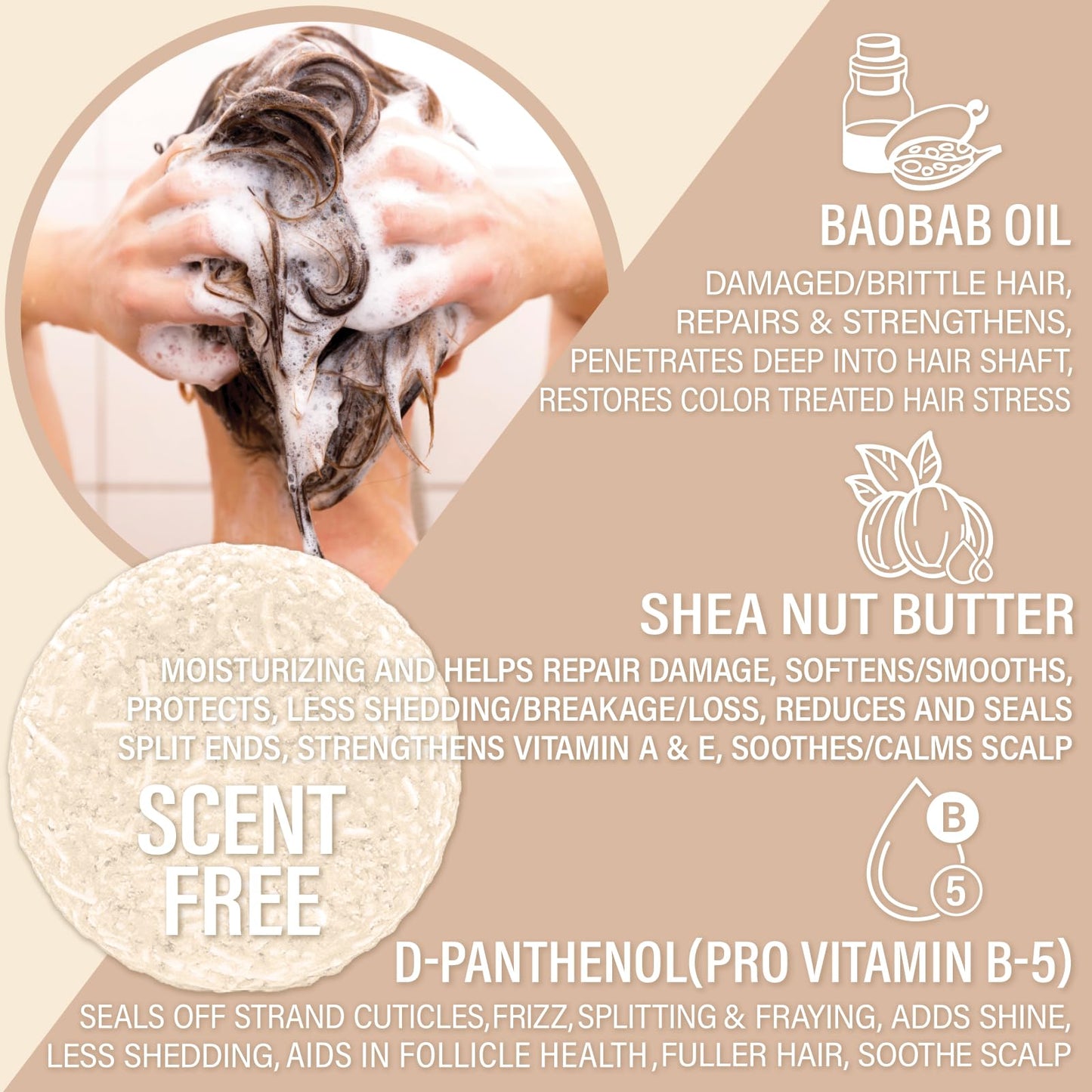 Bar Shampoo and Conditioner by Luxiny - Sulfate Free, Unscented Set With 1 Shampoo Bar (60g) & 1 Deep Conditioner Bar (50g), Made in USA (Fragrance Free)