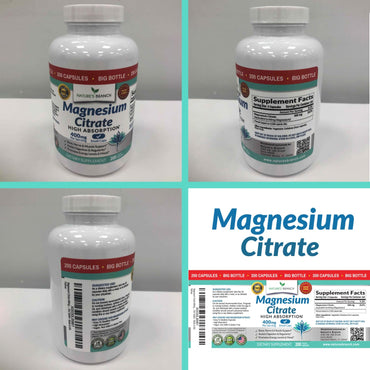 Magnesium Citrate 400mg - 200 Capsules - High Potency for Sleep, Leg Cramps, Extra Strength Absorption, Easy to Swallow Pills for Women & Men, Vegan Supplement Not Tablets - Made in USA