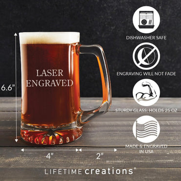 Lifetime Creations Engraved Personalized Best Dad Ever Beer Mug: Large 25 oz Stein, Dishwasher Safe, Father's Day Gift, Gift for Dad, Made in USA