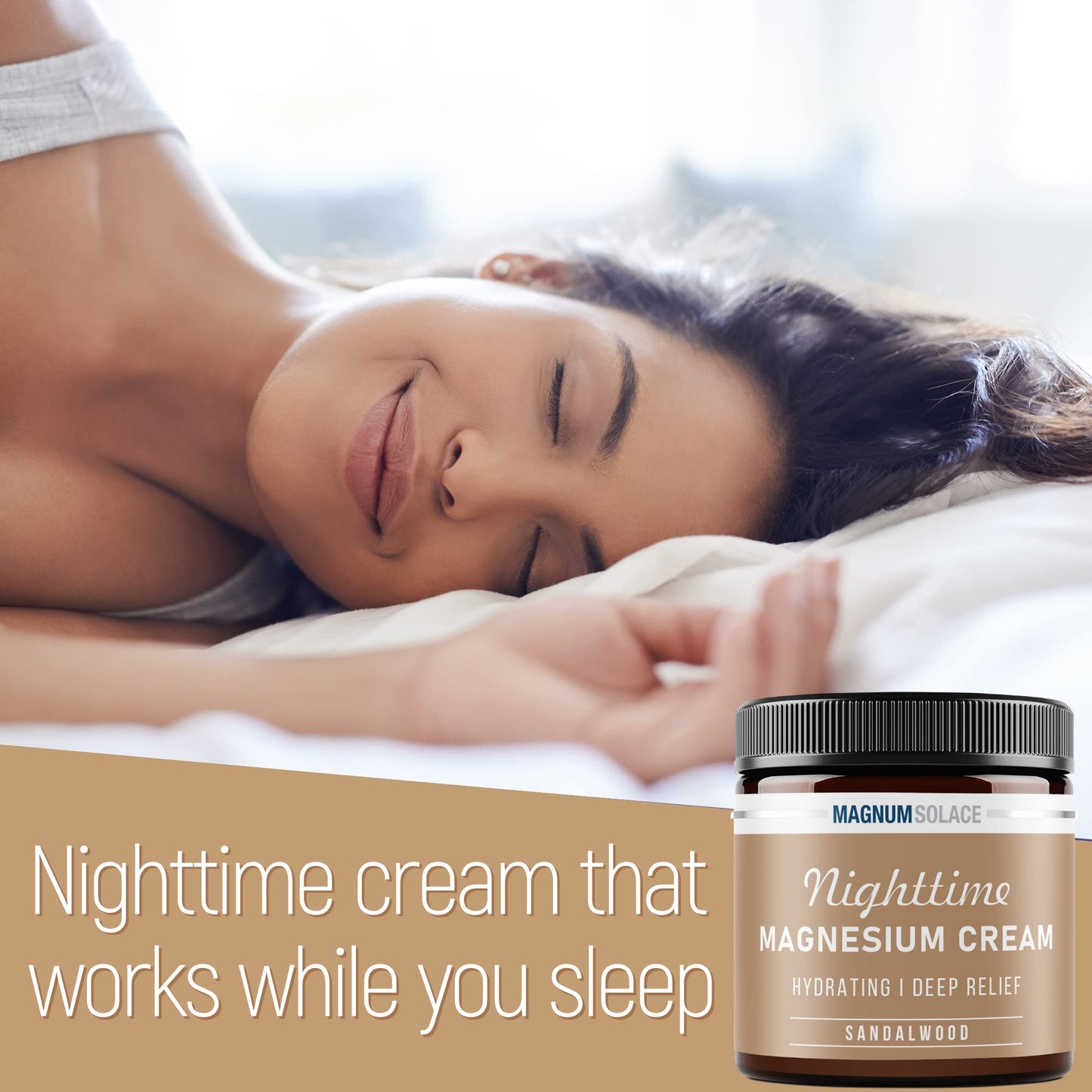 Magnesium Lotion – Nighttime Magnesium Cream – Apply to Leg Muscles, Arms or Chest - Topical Magnesium Chloride – USA Made and Safe for Kids (Sandalwood) 4 Fl Oz (Pack of 1)
