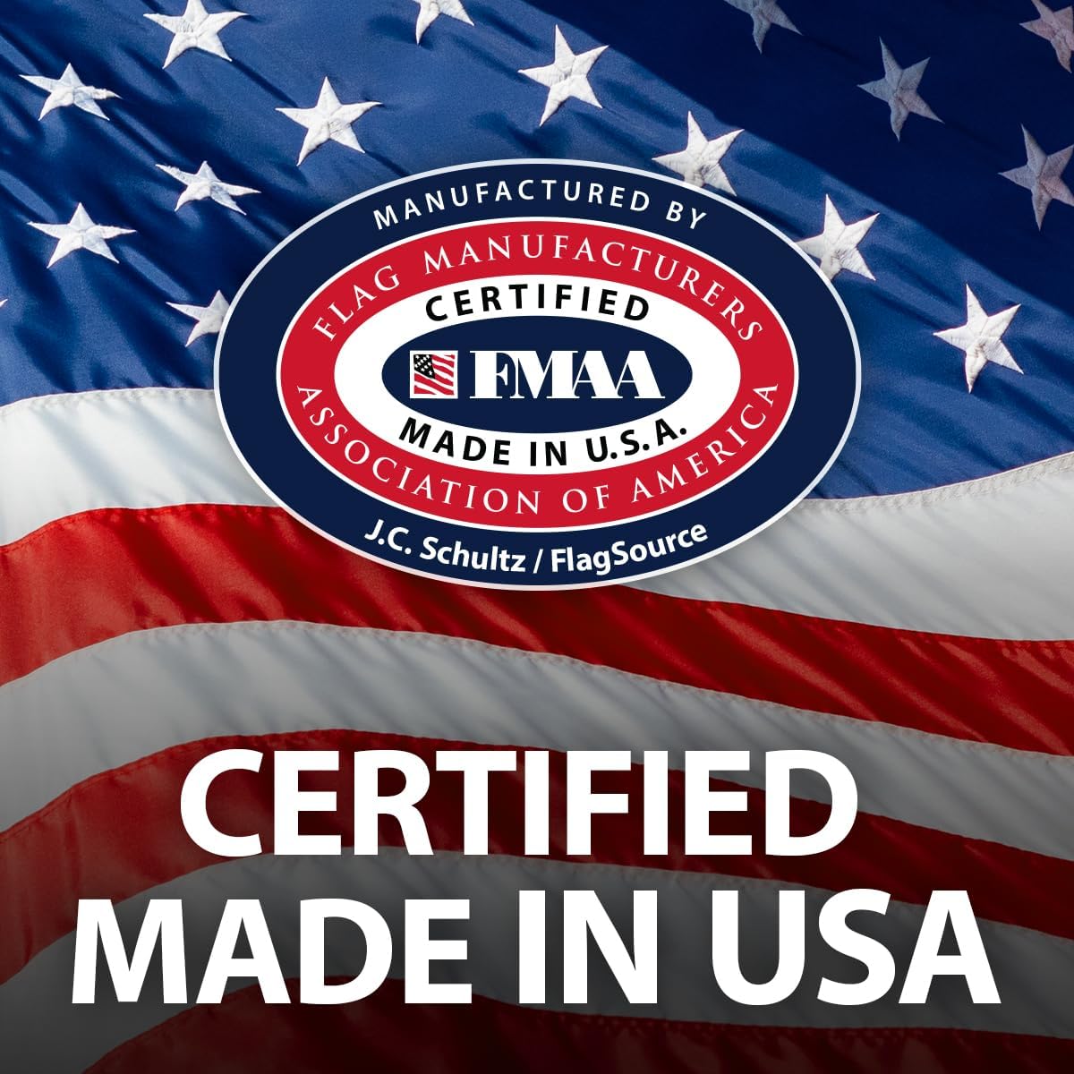 FlagSource FMAA Certified Nylon American Flag with Embroidered Stars and Sewn Stripes, Made in the USA, 20x30'