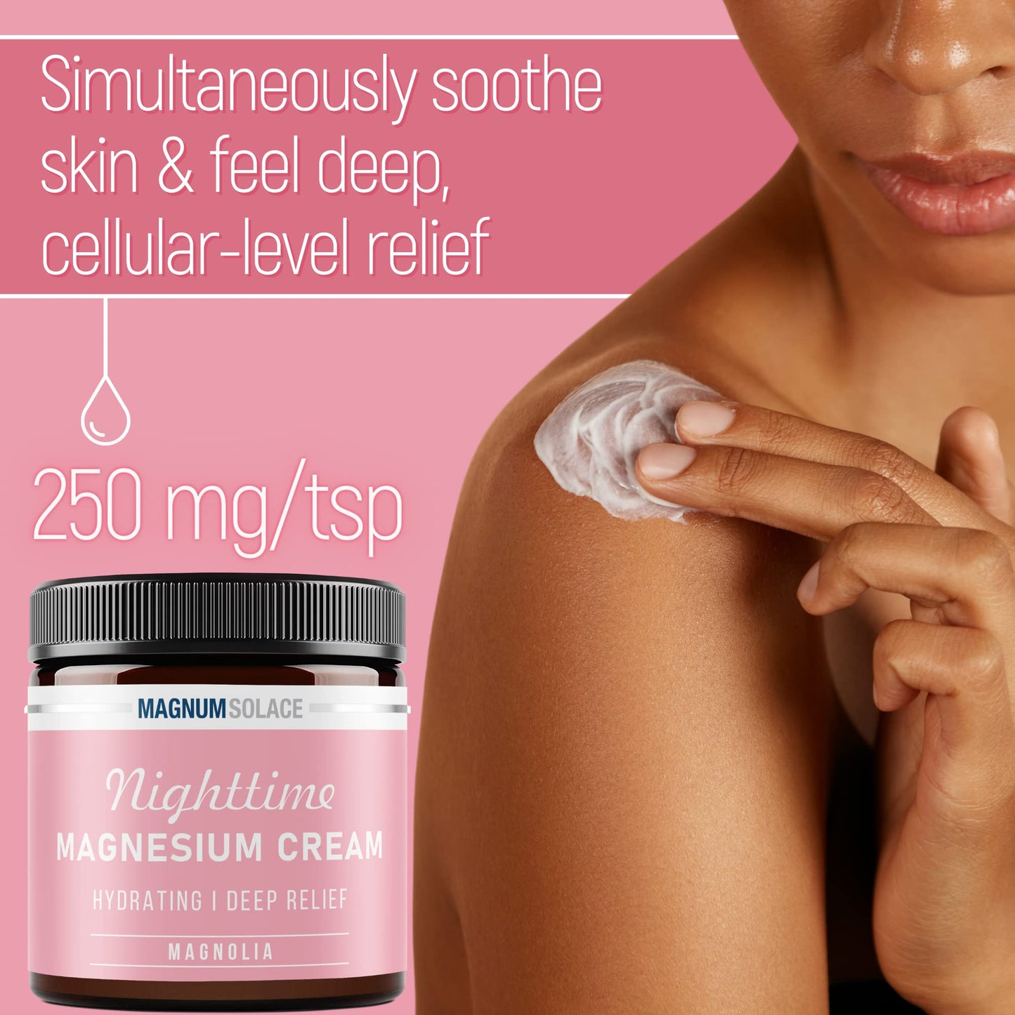 Magnesium Lotion – Nighttime Magnesium Cream – Apply to Legs, Arms or Chest - Topical Magnesium Chloride – USA Made and Safe for Kids (Magnolia)