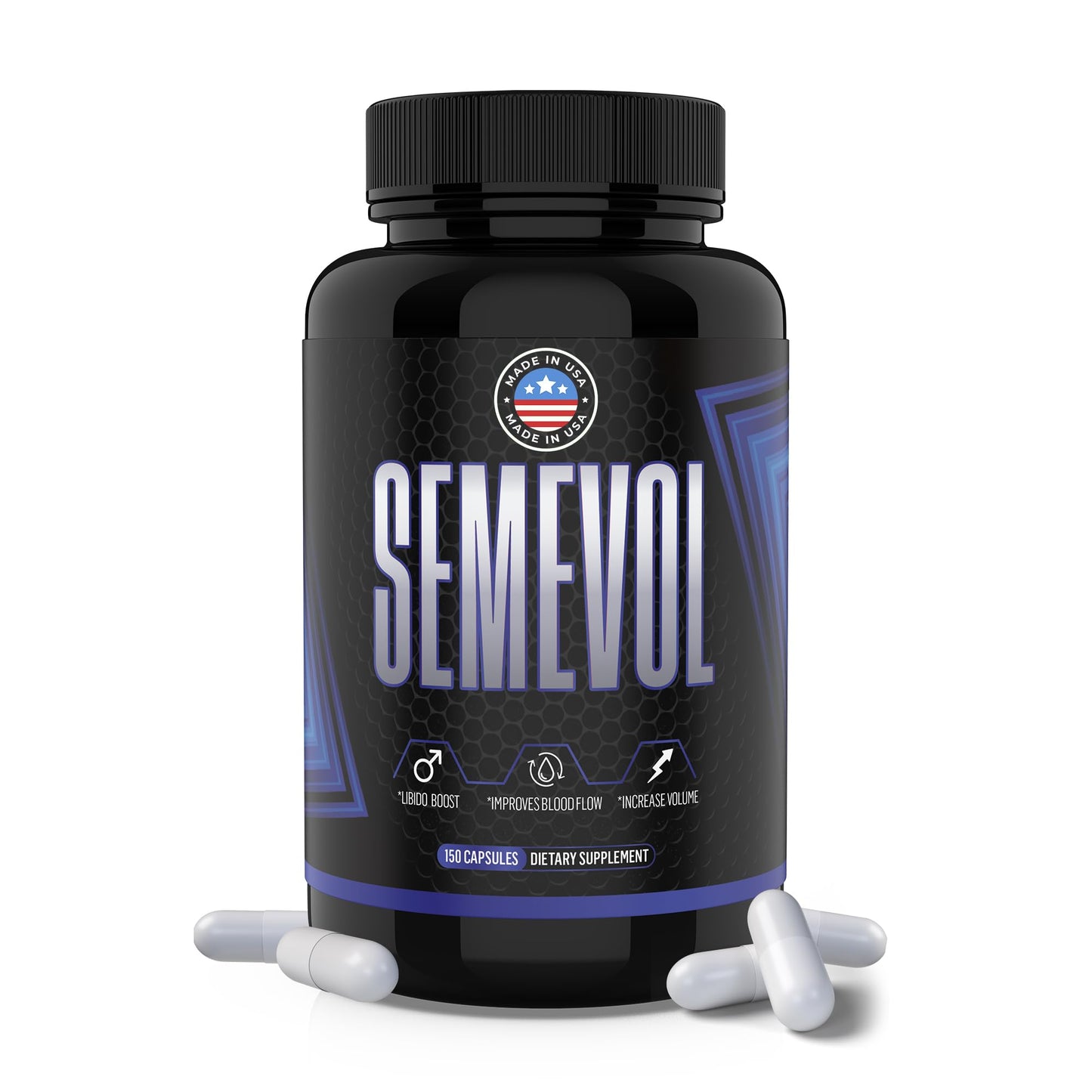 Semevol Semen Volume Booster Dietary Supplement for Men’s Fertility Health Support | Premium Dosing for Maximum Load and Quality Results | Made in The USA | 150 Capsules (1 Month Supply)