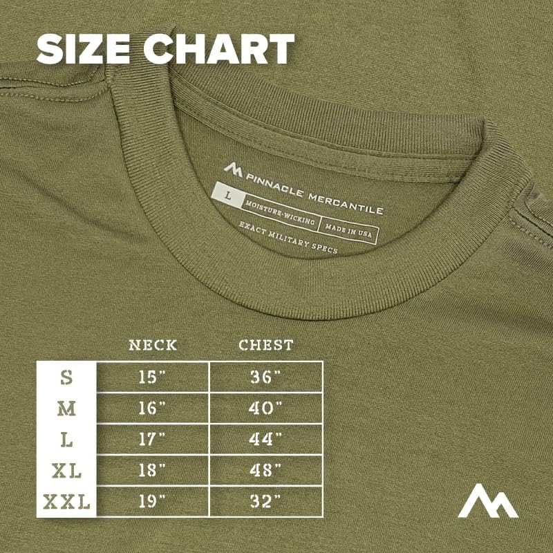 Pinnacle Mercantile Moisture-Wicking Crew Neck T-Shirt Made in USA Tan 499 100% Polyester Undershirt Multipack for Military, Airsoft, Tactical, Survival Exact US Military Specs