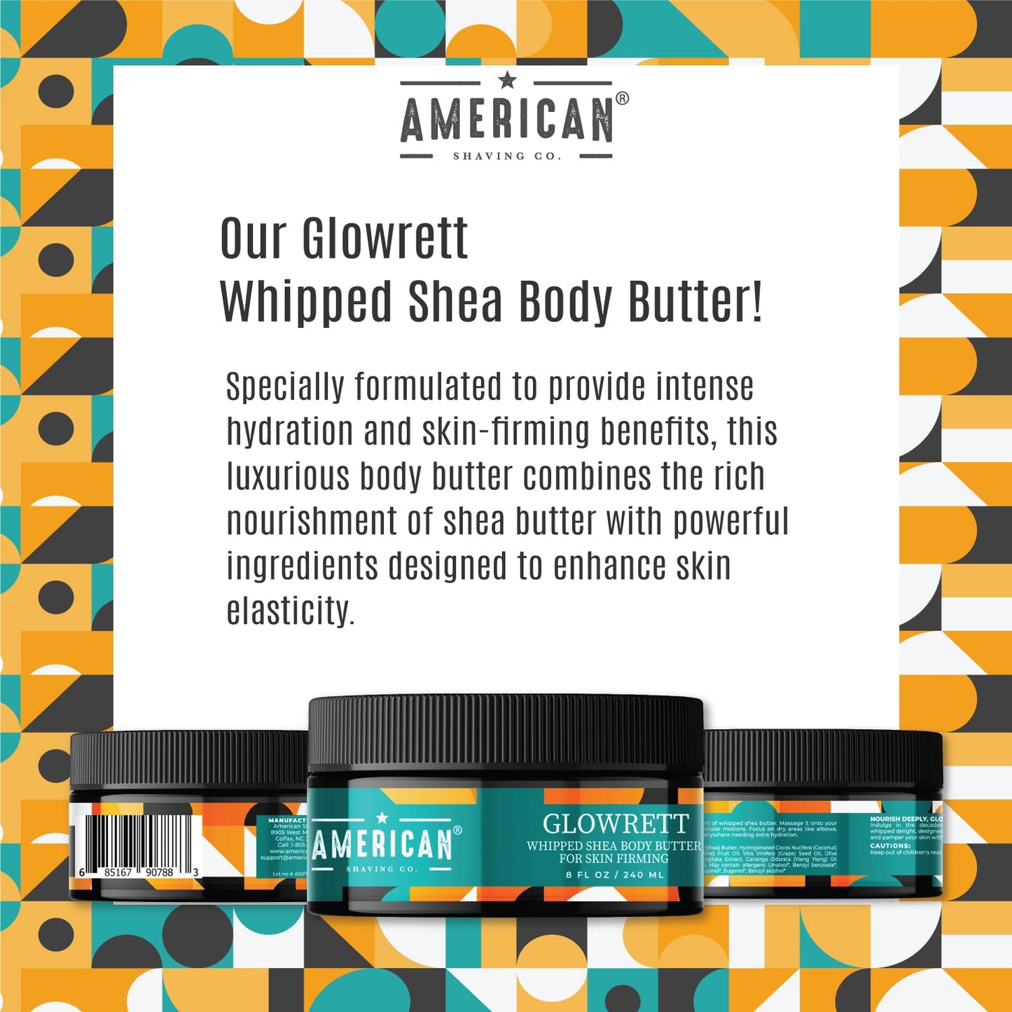 WilderFlow Whipped Shea Body Butter 8 Oz, Made in USA, Gentle Formula, Quality Potent Ingredients, Non-GMO, GMP Certified, Cruelty-Free Products (8 oz, Glowrett)
