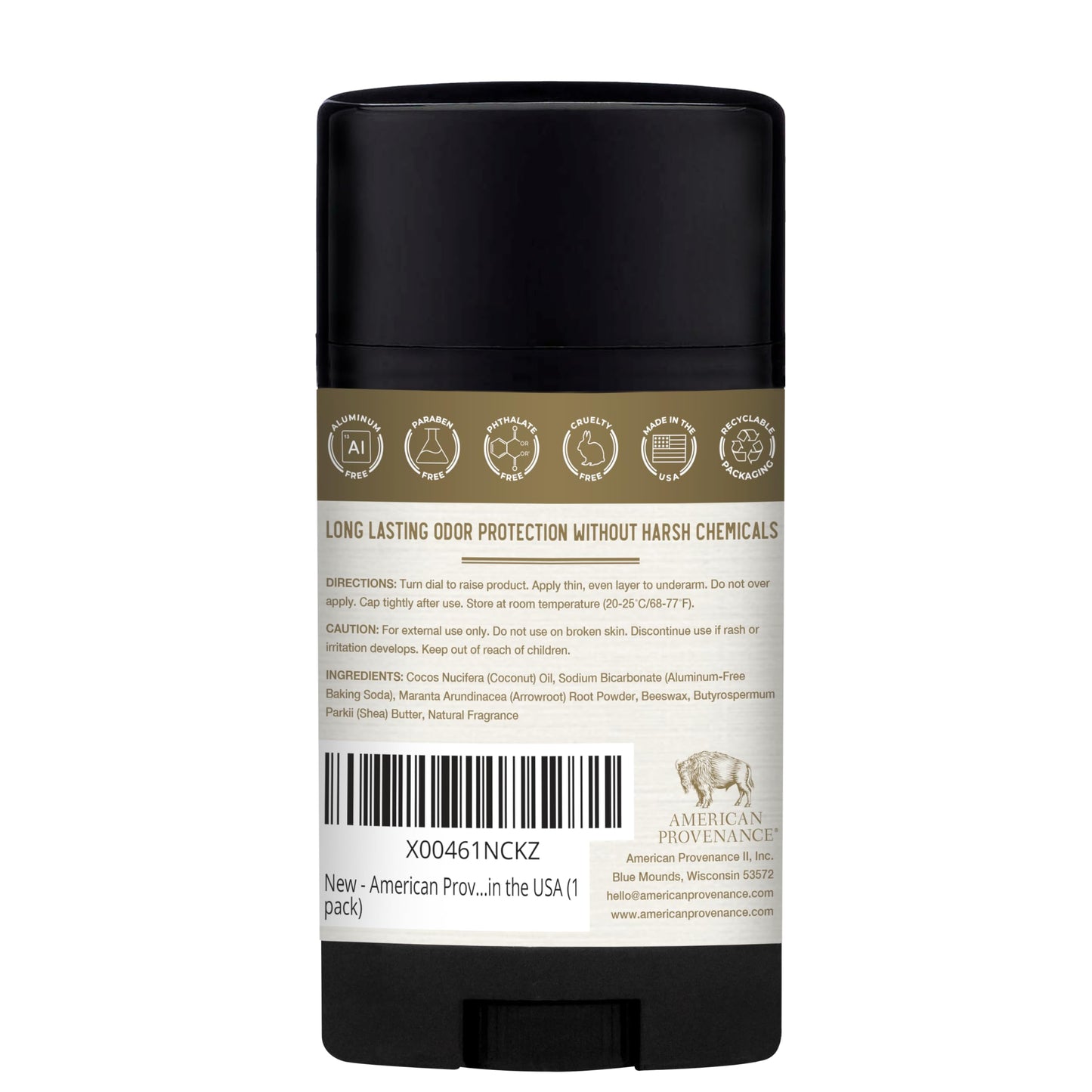American Provenance Aluminum Free Natural Deodorant For Women and Men - Palo Santo and Vanilla - 24 Hour Odor Protection Cruelty Free - Made in the USA (1 pack)