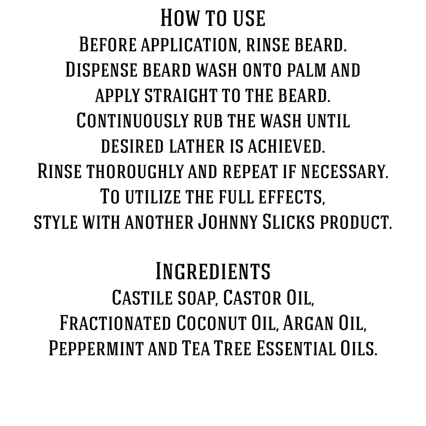 Johnny Slicks Organic Hand Whipped Beard Wash - Supports Beard & Skin Health - Tea Tree, Peppermint & Coconut Oil - Multi-Use Formula - Rugged Scent - 4 oz