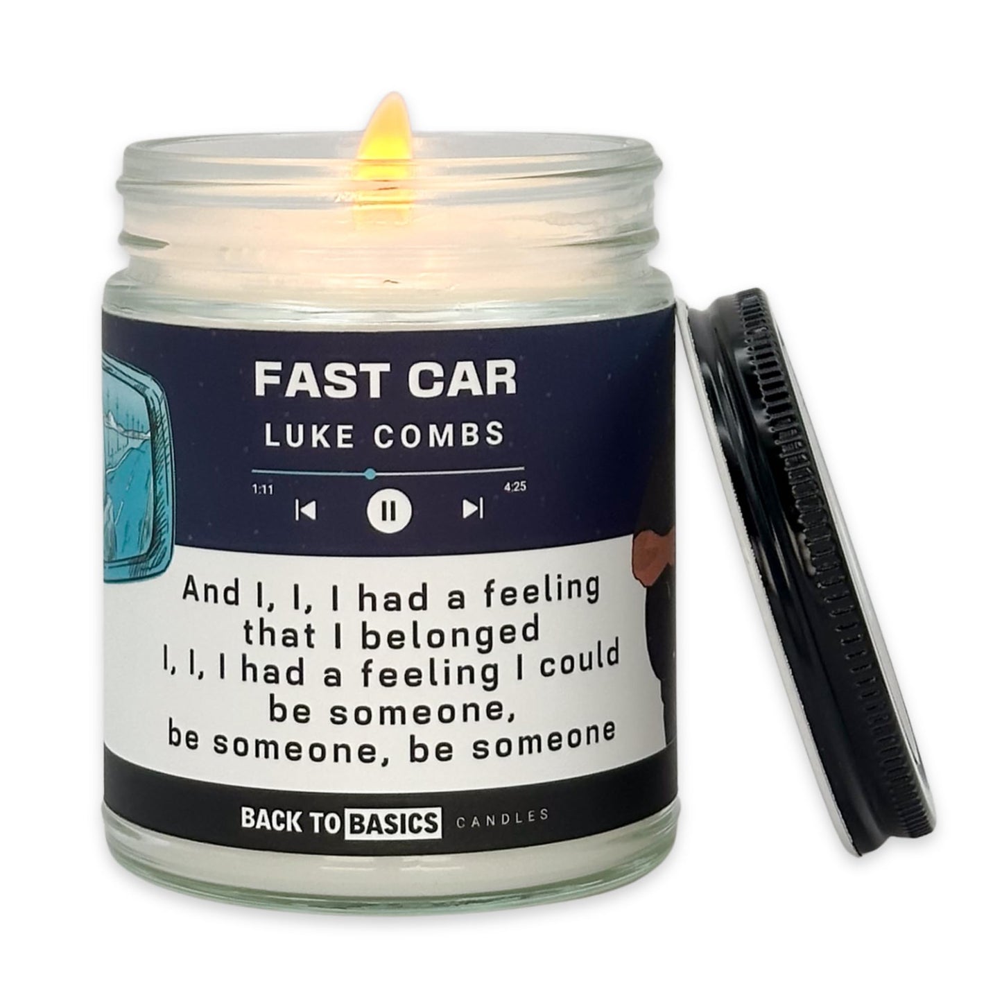 Back to Basics Candles | Fast Car - 9oz Soy Wax Fir Balsam Scented Candle for Home Decor, Birthday Gifts for Women, Men, Best Friend | Relaxing Aromatherapy Made in USA