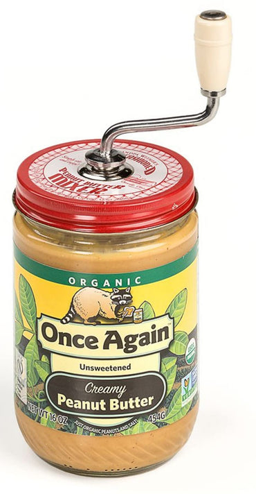 Grandpa Witmer’s Old Fashioned Mess-Free Nut Butter and Natural Peanut Butter Mixer, Made in America, BPA Free, Fits 16-Ounce Jars with 3-Inch Lids