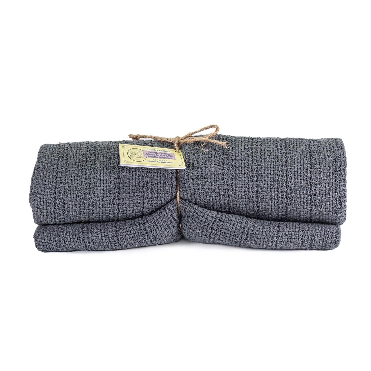 Country Cottons 100% Cotton, 100% Made in The USA Utility Blanket 60"x48" for Travel or Home (Gray)